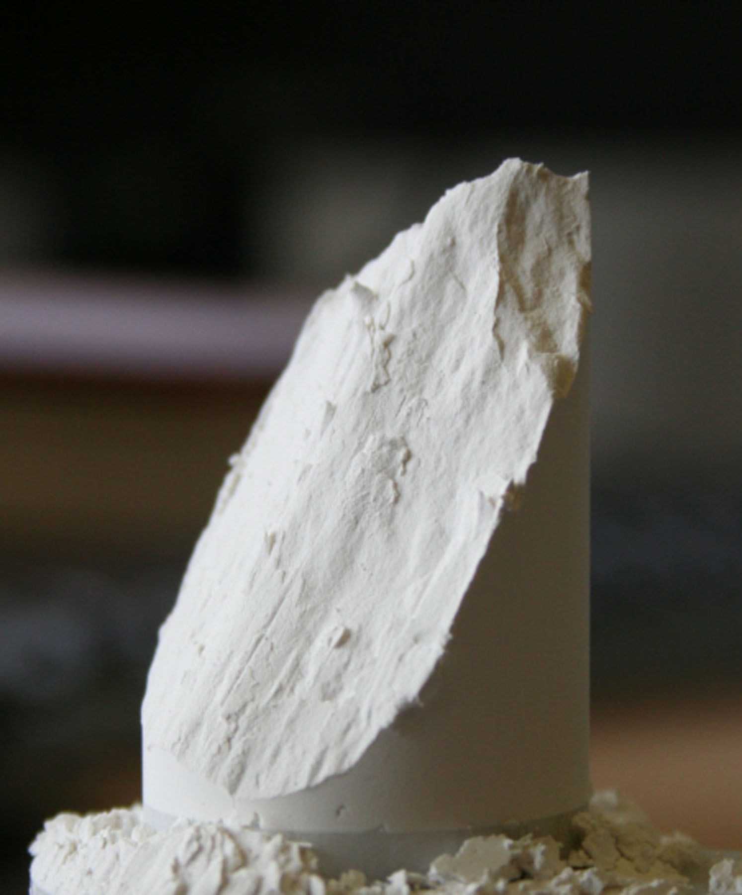 Powder after it has been failed in a uniaxial test